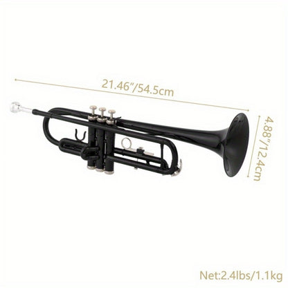 B-Flat Trumpet, 8.7 Cm, 50 Cm, Black, Nickel, Plating for School Band
