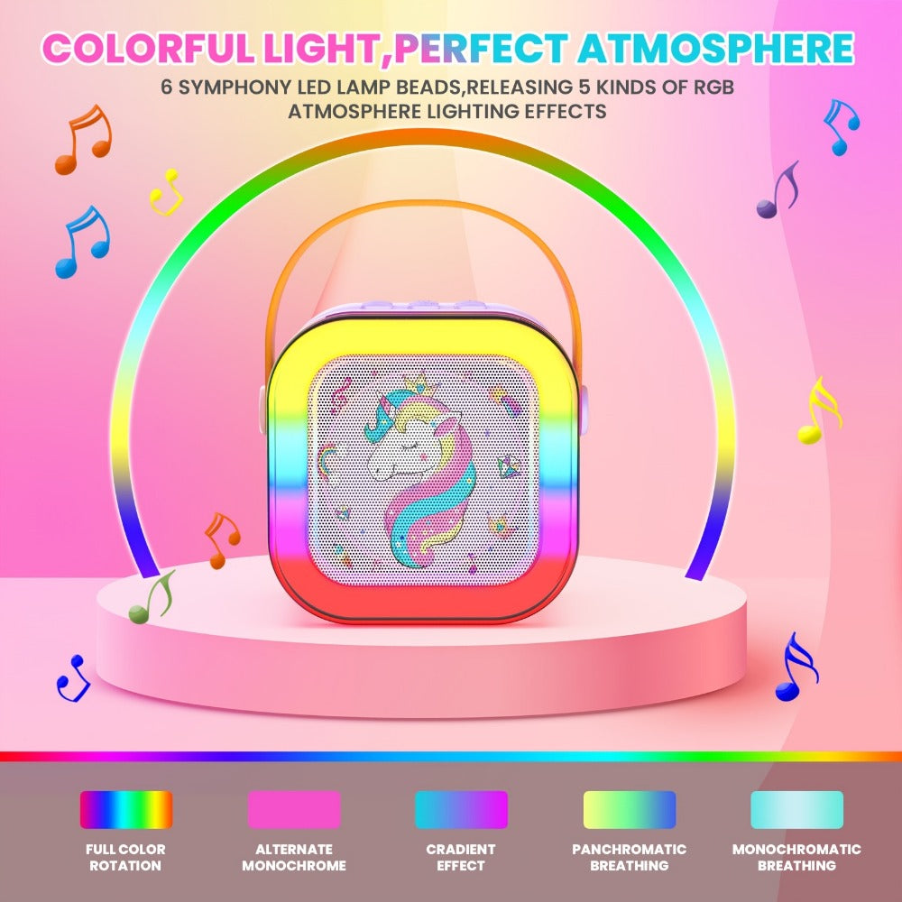 Portable PA Speaker, pink color, Bluetooth, Wireless, Unicorn, Karaoke for Parties