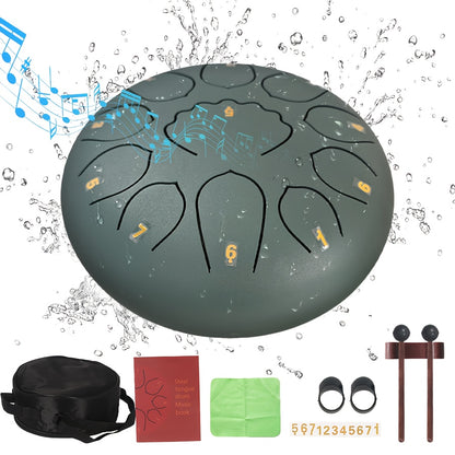 Rain Drum 11 Notes 8 Inches Steel Tongue Drum for Outside Garden with Drum Bag, Music Book, Drum Mallets, Mallet Holder, Steel Drum for Yoga, Meditation, Prenatal Education