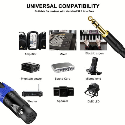 3-pin Xlr Female to 1/4 Inch 6. 35mm TRS Large Three-core Stereo Jack Cable, Adapter for Speaker Capacitor Microphone Guitar Mixer AMP