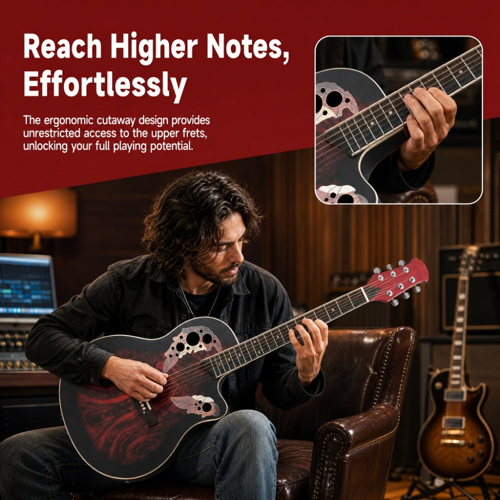 Acoustic Guitar, Adjustable, Full Size, Electric, 41-Inch for Lessons and Practice