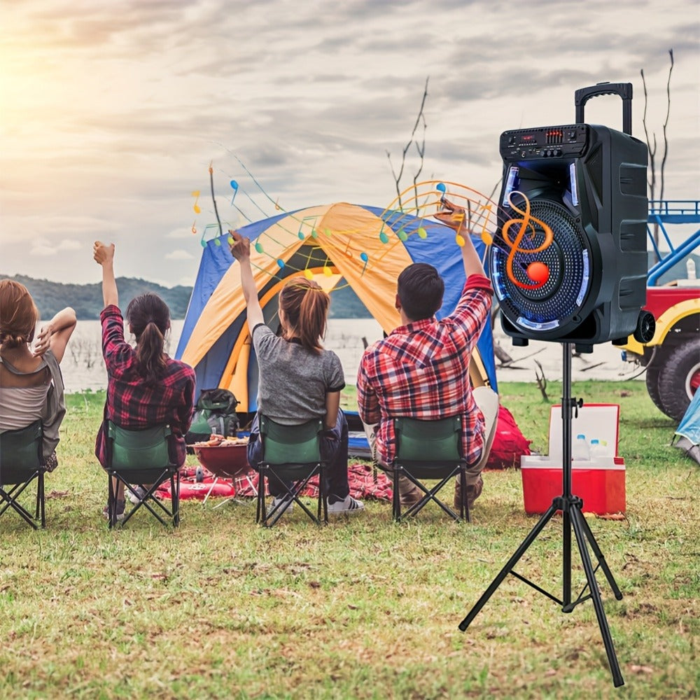 Portable PA Speaker, 15-inch Woofer, Sound Activated, Remote Control, Wireless for Parties