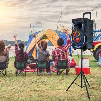 Portable PA Speaker, 15-inch Woofer, Sound Activated, Remote Control, Wireless for Parties