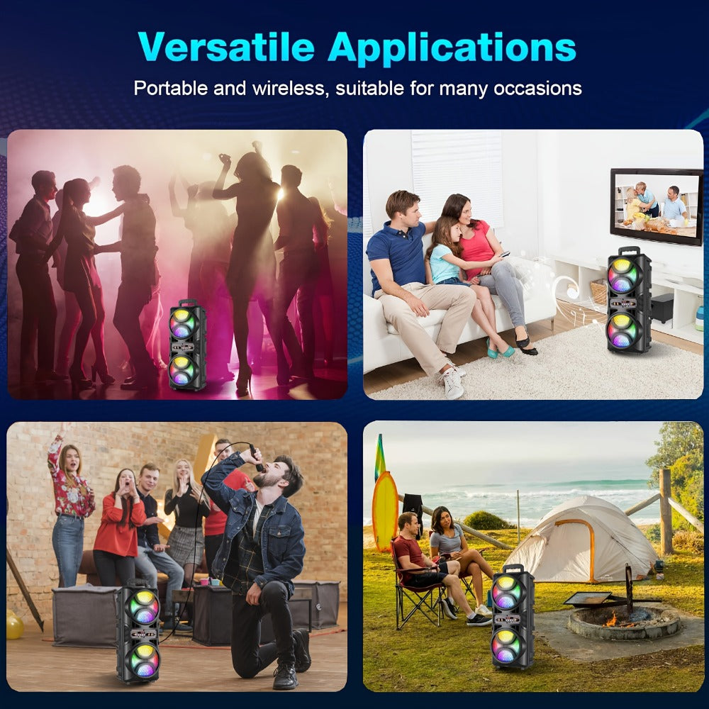 Portable PA Speaker, USB, Wireless, 2500W, System for Parties and Karaoke