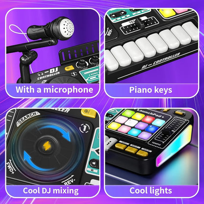 Kids DJ Mixer Music Toy with Microphone, Piano Keys and Recording
