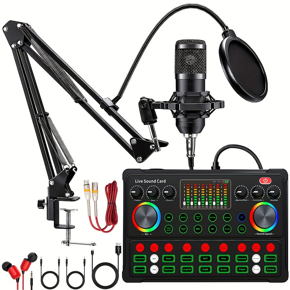 USB Audio Interface, V8K + BM800, USB-C, USB, Podcast, Equipment, Bundle for Recording