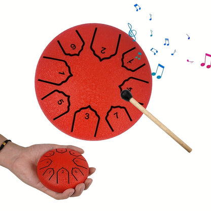 3-inch 6-tone Steel Tongue Drum, 6-inch 8-tone Hollow Drum Iron Drum, 6-inch 11-tone Outdoor Rain Drum, Percussion Instrument, with Travel Bag, Music Book, Drumsticks And Stand