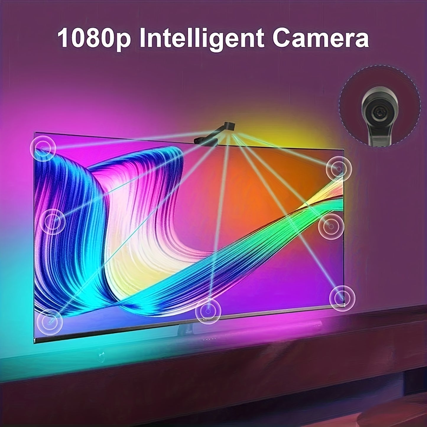 AMILL 149.6INCH LED Office Cabinet Light with TV Intelligent Fill Light, Remote Control Operation Suitable for 55-65 Inch TV, Suitable for Office TV Atmosphere Decoration