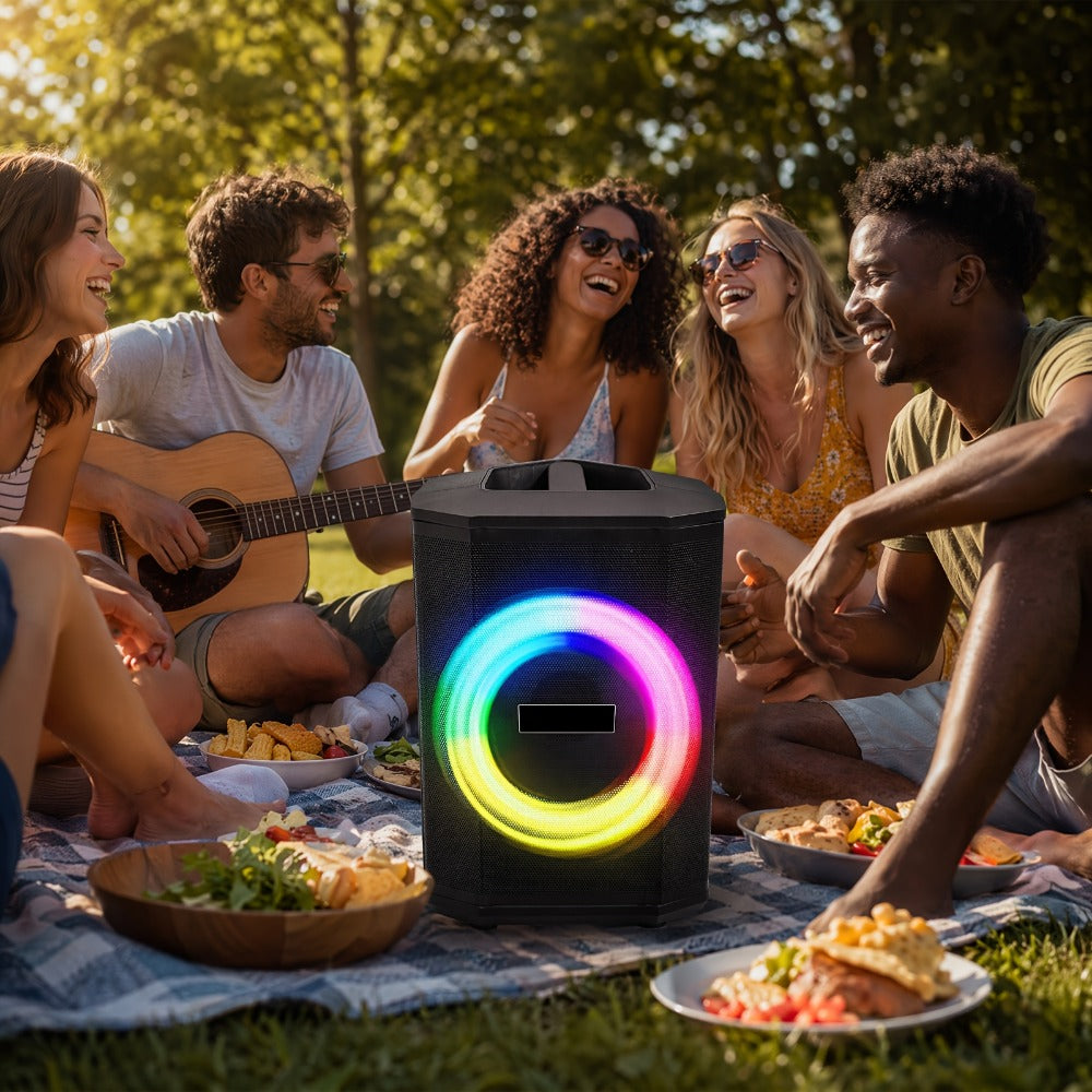 Portable PA Speaker, Sound Activated, Remote Control, Wireless for Parties and Karaoke