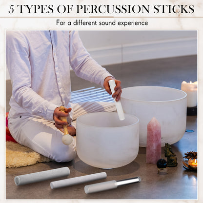 5pcs Crystal Singing Bowl Set with Mallet Sound Bath Meditation Kit Mindfulness Chakra Tools for Yoga Home Decor