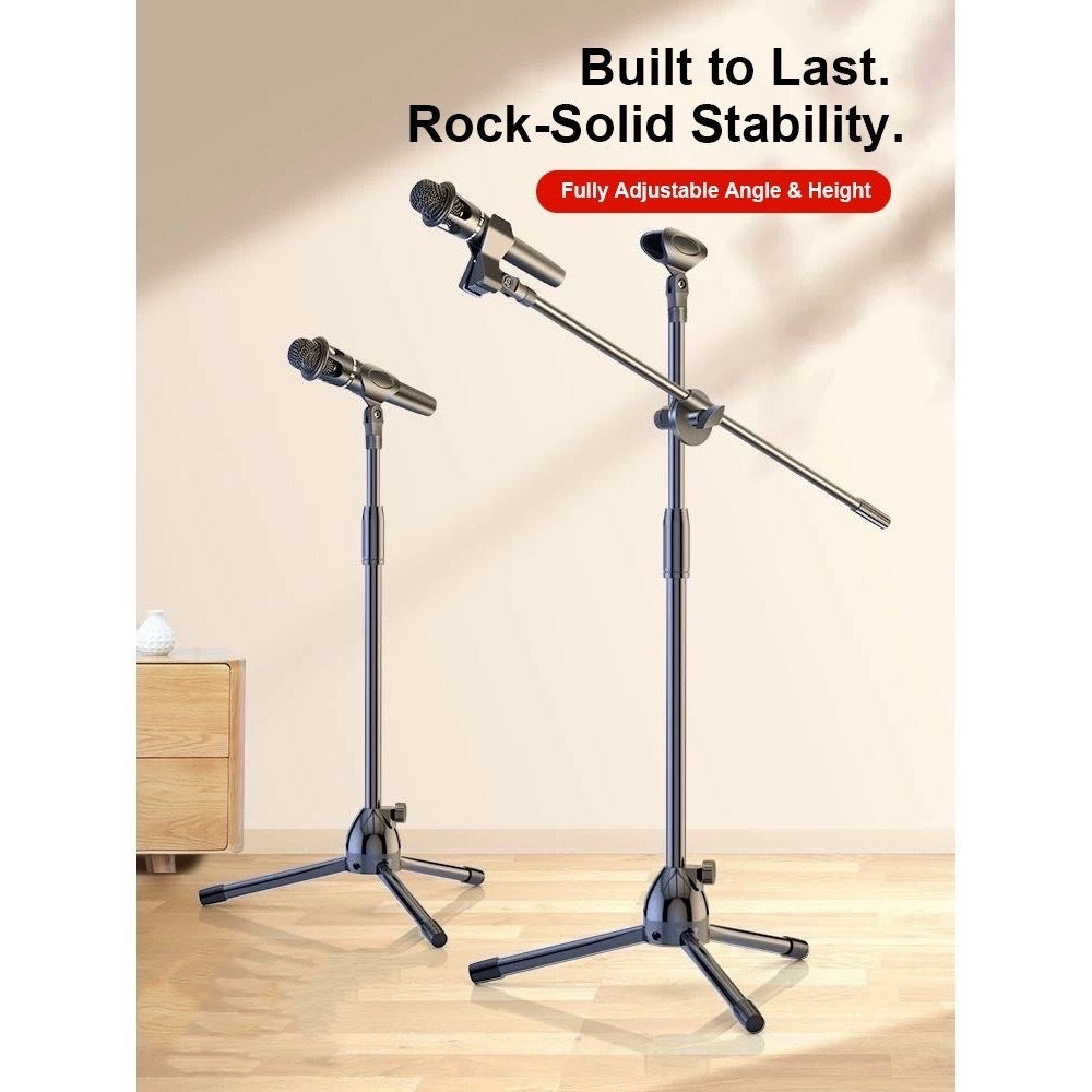 Adjustable Tripod Microphone Boom Stand for Studio, Podcast and Stage