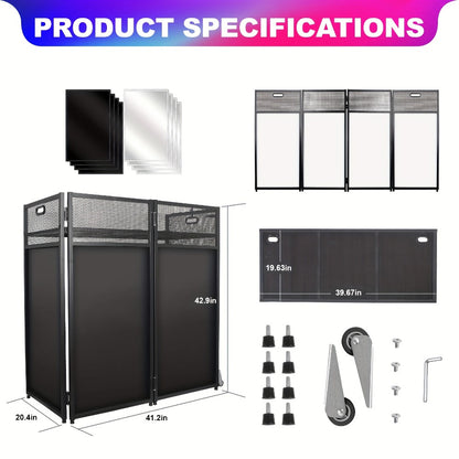 Portable DJ Booth, Portable, 5 inch, Facade for Supporting And Screening Dj Controllers