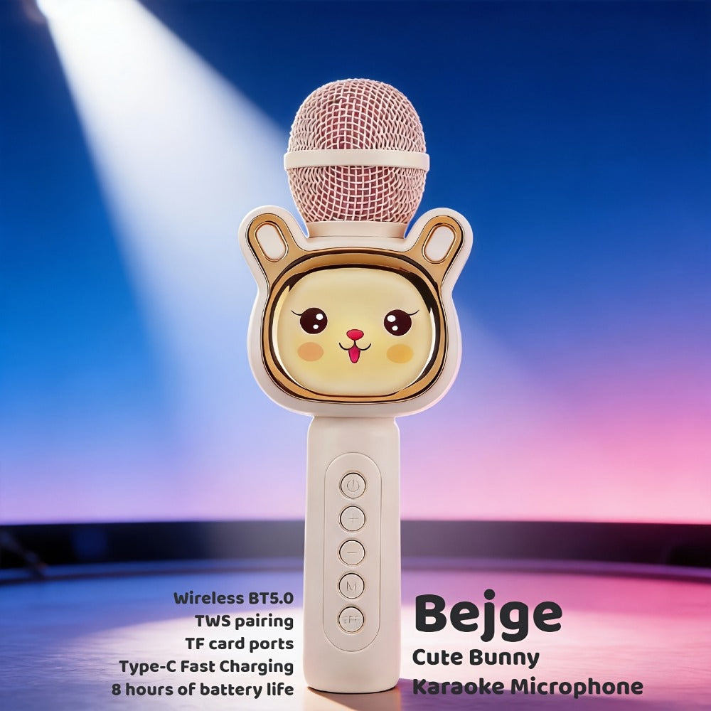 6-in-1 Wireless Karaoke Microphone Speaker with LED Lights and TWS