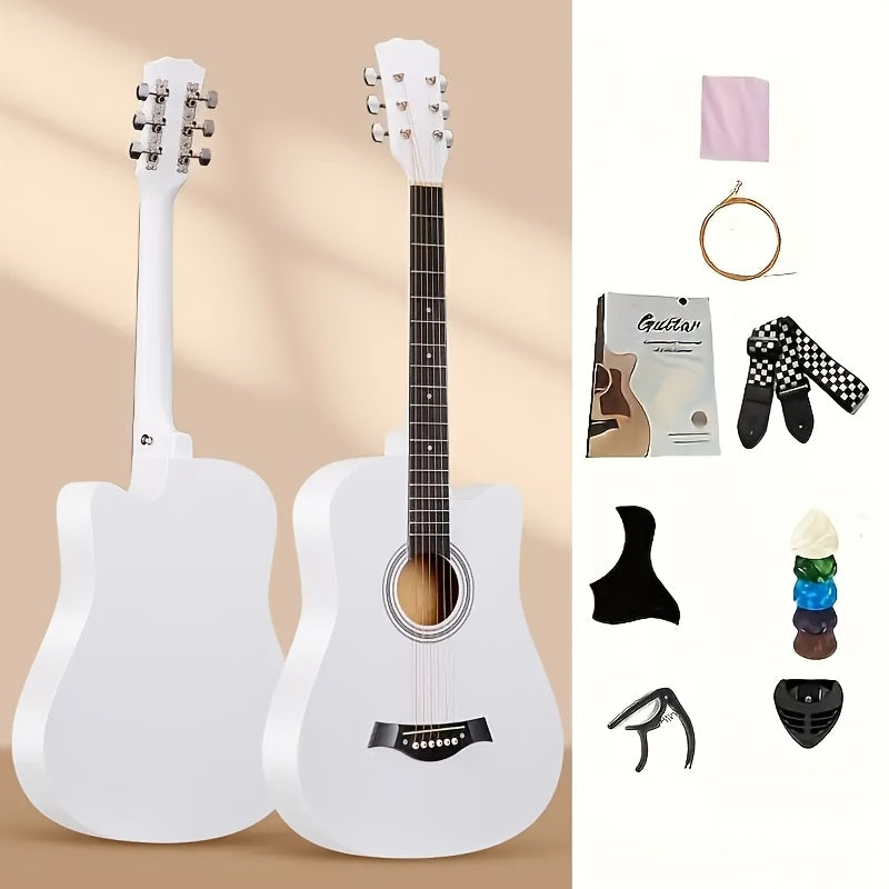 38 Inch Matte Acoustic Guitar - Suitable for Beginners And Adults, Perfect for Parties And Events, Comfortable to Play, Featuring Oak Panels And Abs Nuts, An Excellent Gift for Christmas/Halloween
