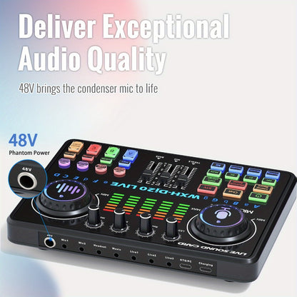USB Audio Interface, 48 volts, Wireless, USB-C, Podcast, Equipment for Recording