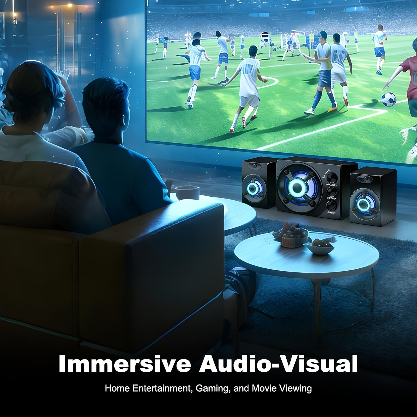 Computer Speakers with Subwoofer - Gaming Speakers PA System, with Bass, RGB Lighting, USB Powered, Plug And Play, 3.5mm Aux In for Desktop, Monitor, Laptop, Compact & Portable
