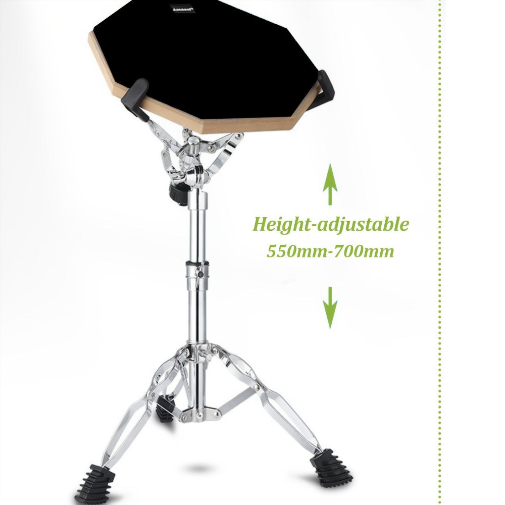 12-Inch Drum Practice Pad Set with Adjustable Snare Stand, Sticks and Bag