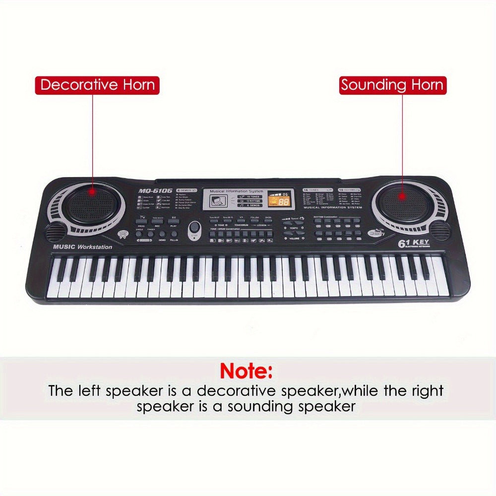 Portable Electronic Keyboard, Full Size, USB, Portable, Key, Microphone, Full for Beginner