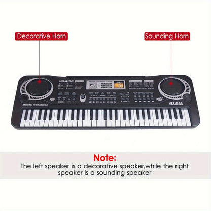 Portable Electronic Keyboard, Full Size, USB, Portable, Key, Microphone, Full for Beginner