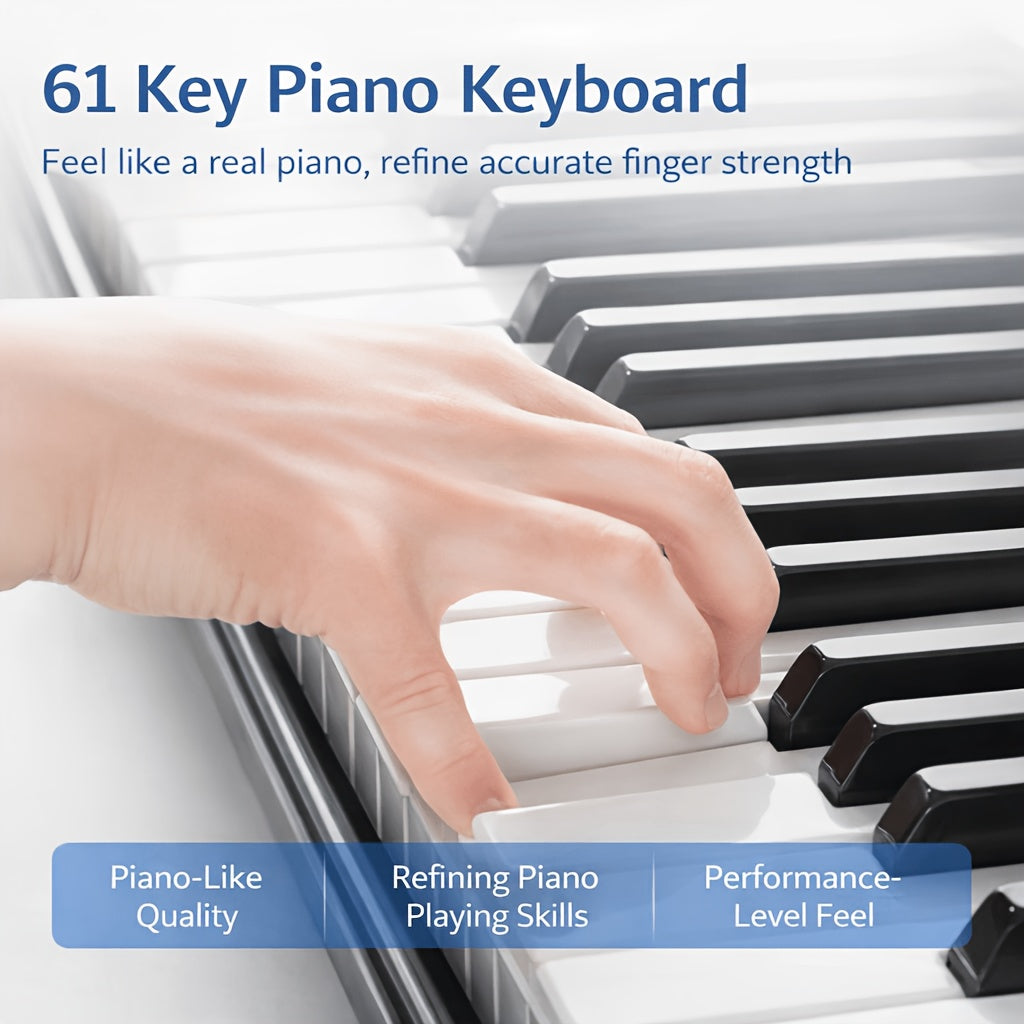 Complete Accessory Set for a 61-Key Electronic Keyboard, Including a Microphone, Sheet Music, And Key Stickers, Ideal for Home Practice And Beginners. A Perfect Gift for Birthdays And Holidays for Family