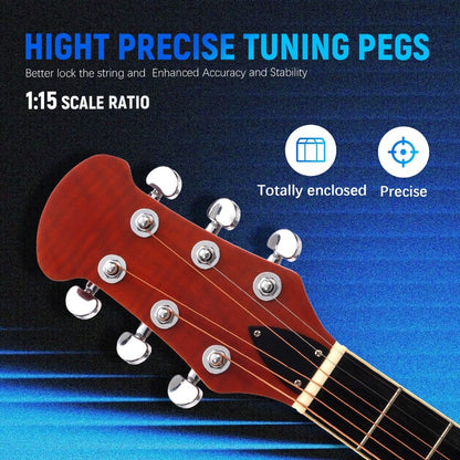 Acoustic Guitar, Blue, Full Size, BONNLO, 41In, Cutaway for Lessons and Practice