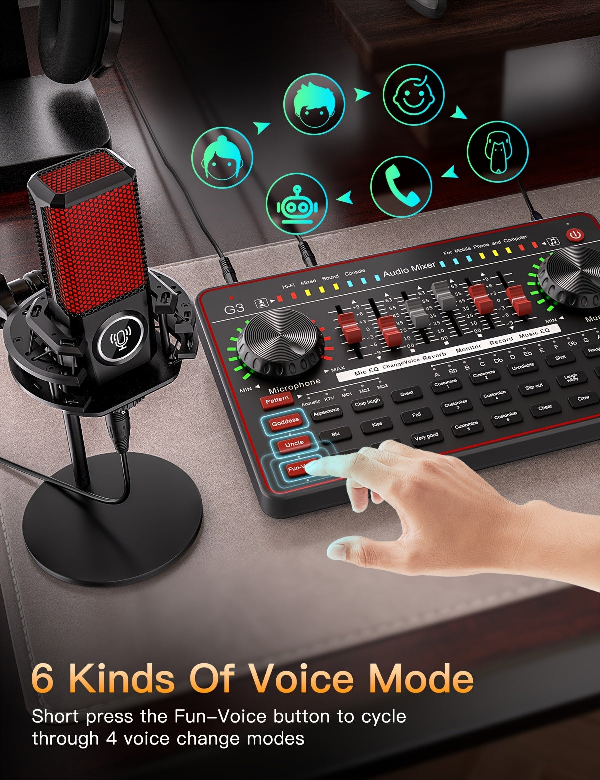 Professional Mixer, Suitable For Laptops, Mobile Phones, Game Recording, Streaming Podcasts, Internet Celebrities, Anchors, Live Streaming, Recording, Karaoke Video Studio Podcast Equipment Bundle, Condenser Mic, Dynamic Microphone, Sound Card