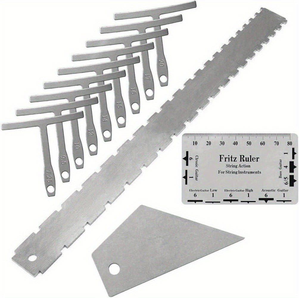 Guitar Setup Tool Kit, 12-Piece Luthier Gauge Set for Guitar and Bass