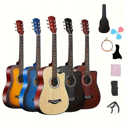 [Christmas Halloween Gift] 38 Inch Matte Acoustic Guitar - Suitable For Beginners And Adults, Perfect For Parties And Events, Comfortable To Play, Featuring Oak Panels And Abs Nuts, An Excellent Gift For Christmas/Halloween