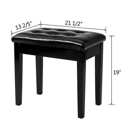Bonnlo Wooden Double/Duet Piano Bench with Music Book Storage and Thick Cushion Faux Leather Padded Piano Stool Artist Duet Seat