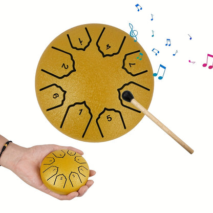 3-inch 6-tone Steel Tongue Drum, 6-inch 8-tone Hollow Drum Iron Drum, 6-inch 11-tone Outdoor Rain Drum, Percussion Instrument, with Travel Bag, Music Book, Drumsticks And Stand