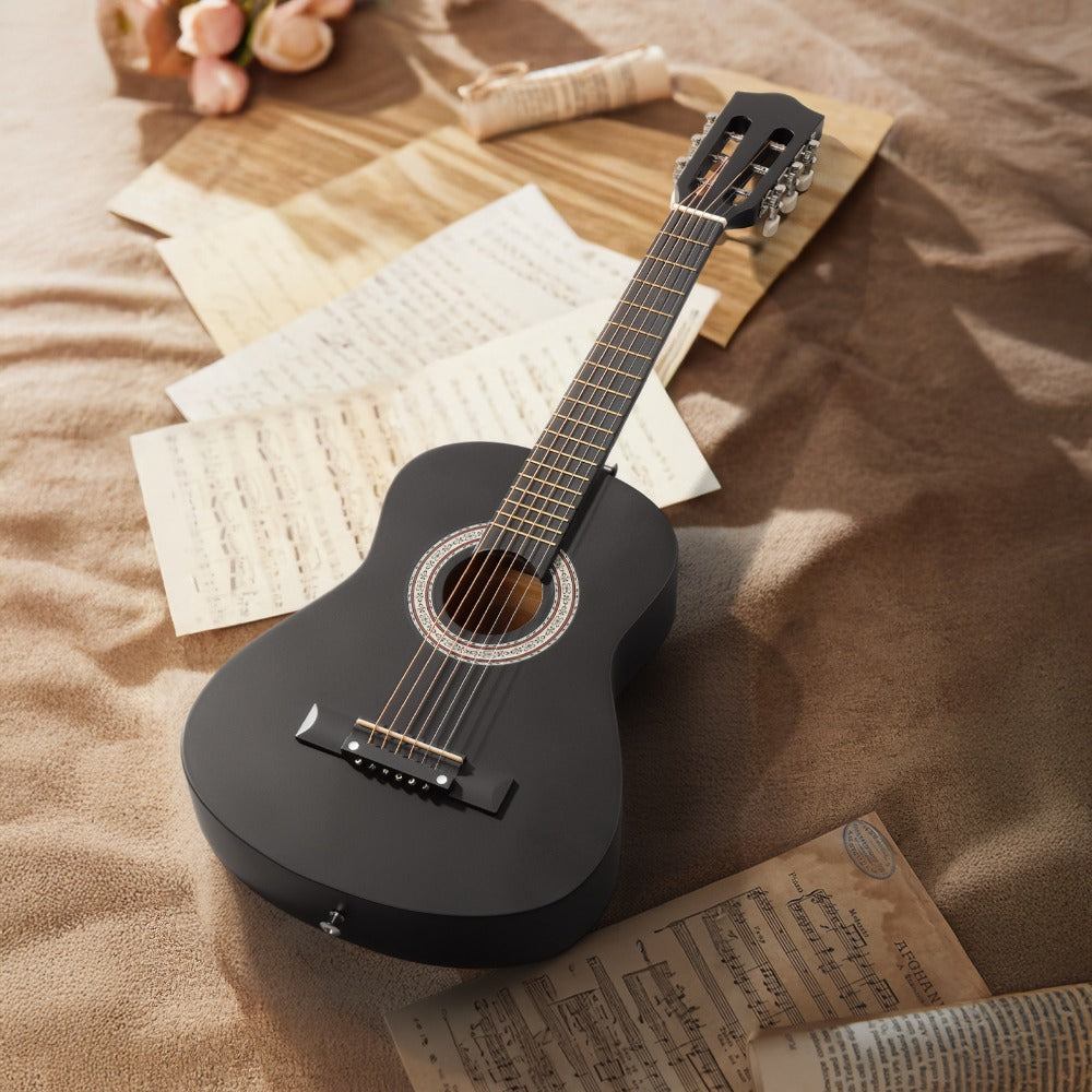 Acoustic Guitar, Black, 30-Inch, Basswood, Cutaway for Lessons and Practice