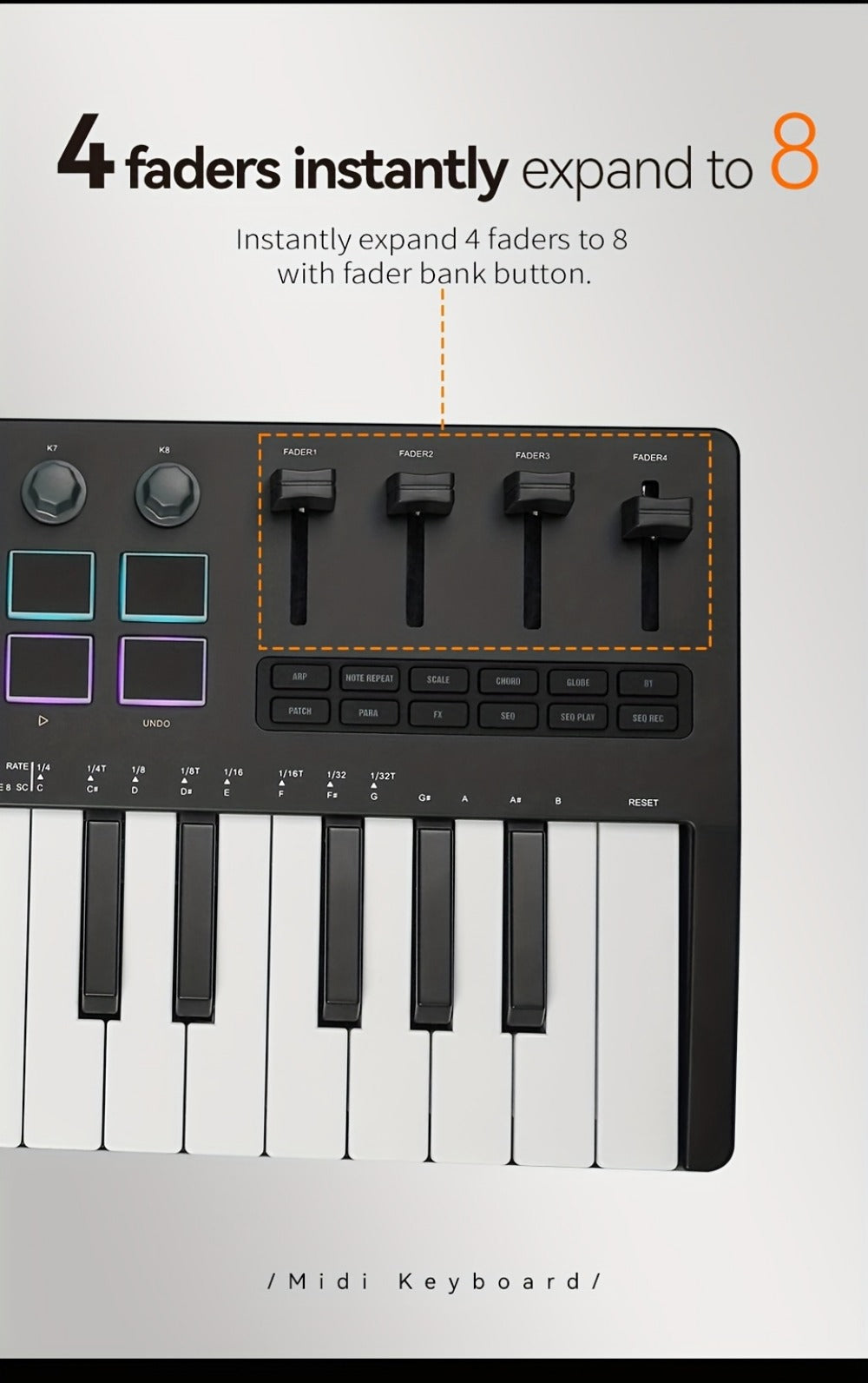 MIDI Keyboard Controller, Pure Black, Wireless, M-VAVE, SMK37PRO, Professional for Music