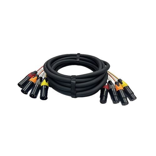 4-Channel XLR Snake Cable for Amplifiers, Speakers, Mixing Consoles, Microphones - 59.06in/1.5m