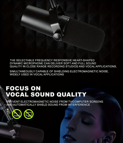 Recording Microphone, Dynamic, Professional, SM7B for Recording and Streaming
