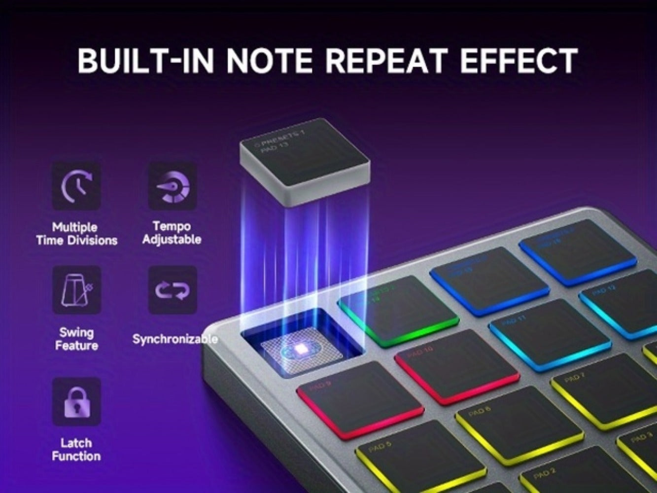 Donner Starrypad Mini MIDI Controller with 16 RGB Pads and Wireless