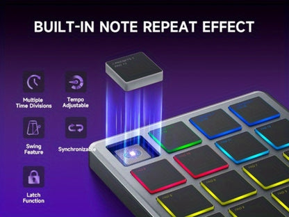 Donner Starrypad Mini MIDI Controller with 16 RGB Pads and Wireless