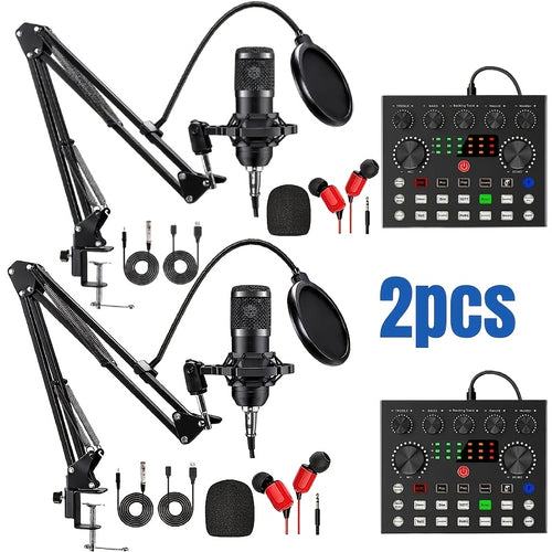 Complete Podcast Equipment Kit – Professional-Grade BM800 Microphone with V8 Sound Card, Vocoder, And Volume Control for High-Quality Recording, Singing, Streaming, And Gaming – Perfect for Beginners And Professionals (Batteries Not Included)