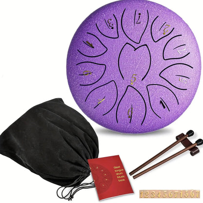 8-tone 6-inch Steel Tongue Drum | Hand Pot Drum For Yoga, Meditation, And Stress Relief | Rain Drum For Outdoor Gardens And Terraces | Ideal For Outdoor Garden Music With Mallet And Sheet Music