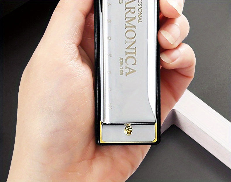 Professional Blues Harmonica 10 Hole C-Key Blues Harmonica, Comes with Hard Box, Suitable As a Gift for Beginners, Students, Adults, And Professionals, Comes with a Sanrio Sticker