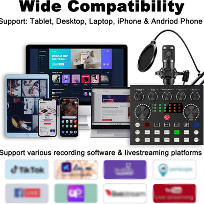 Complete Podcast Equipment Kit – Professional-Grade BM800 Microphone with V8 Sound Card, Vocoder, And Volume Control for High-Quality Recording, Singing, Streaming, And Gaming – Perfect for Beginners And Professionals (Batteries Not Included)