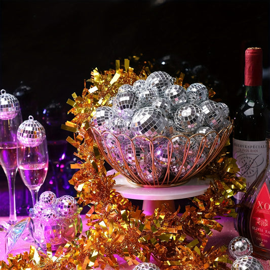 74pcs Different Sizes Disco Balls - 4D Disco Balls Assorted Round Metallic Silver Disco Balls for 70s 80s Disco Theme Birthday New Year Party Home Decor Supplies