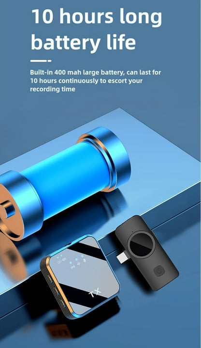 Recording Microphone, Condenser, Wireless, USB-C, Professional, Lavalier for Recording