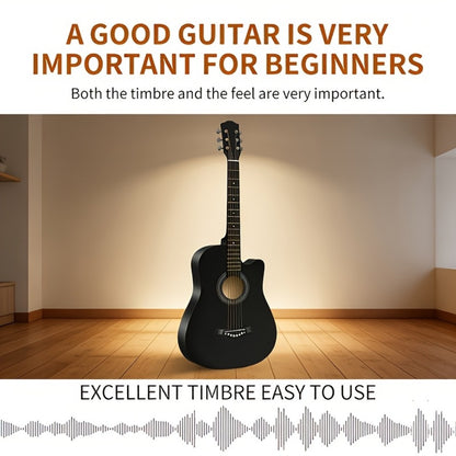 Acoustic Guitar, Starter, Kit, 38-Inch for Lessons and Practice