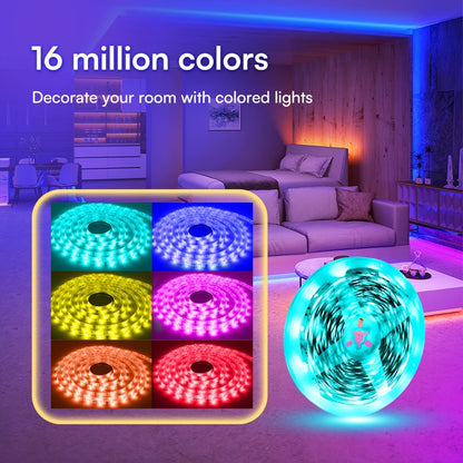 Smart LED Light Strip, 50/100-Foot RGB Set with App, Timer and Music Sync