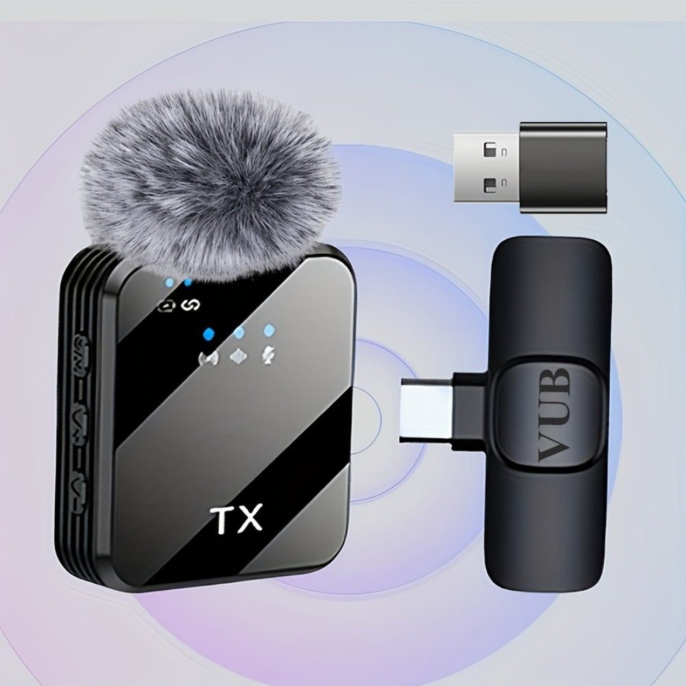 Recording Microphone, Condenser, Wireless, USB-C, Professional, Lavalier for Recording