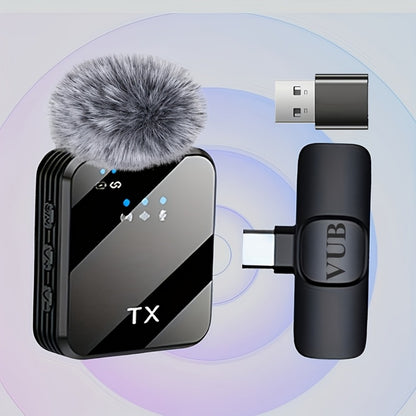 Recording Microphone, Condenser, Wireless, USB-C, Professional, Lavalier for Recording