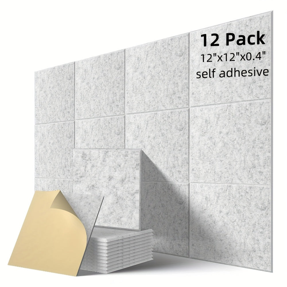 11.81x11.81inch Self-adhesive Felt 100% Polyester Sound Panels High Density, Soundproof Wall Panels For Home Studio
