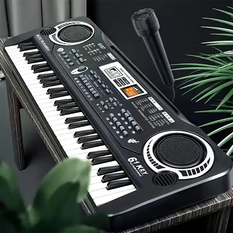 61-Key Electronic Piano Keyboard Set with Built-In Mic And Printed Music Sheets | USB Power | Complete Beginner Kit for Home Use | Ideal Birthday Gift