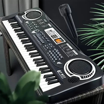 61-Key Electronic Piano Keyboard Set with Built-In Mic And Printed Music Sheets | USB Power | Complete Beginner Kit for Home Use | Ideal Birthday Gift