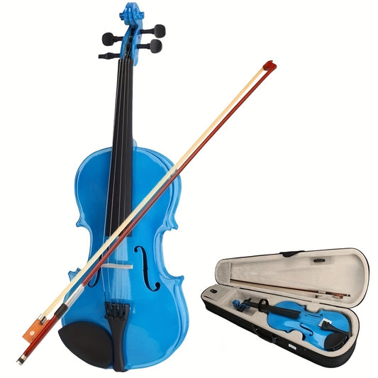 Complete Full Size Acoustic Violin Set, Including Hard Case, Bow, And Additions, Available in Various Colors, Ideal for Beginners, Perfect Gift for Music Enthusiasts